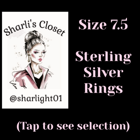 NEW Size 7.5 Genuine Sterling Silver Rings - Picture 2 of 8